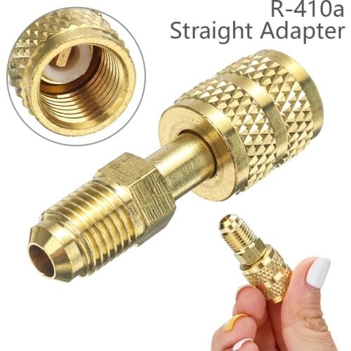 1pc Brass Air Conditioners Adapters Mayitr R410a Adapter Fitting 1/4" Male to 5/16" SAE Female Charging Hose to Vacuum Pump