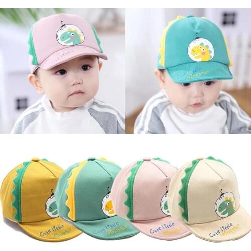 2021 New Childrens Sun Hat Tide Baby Cotton Printed Dinosaur Sunshade Baseball Cap 1-2 years old