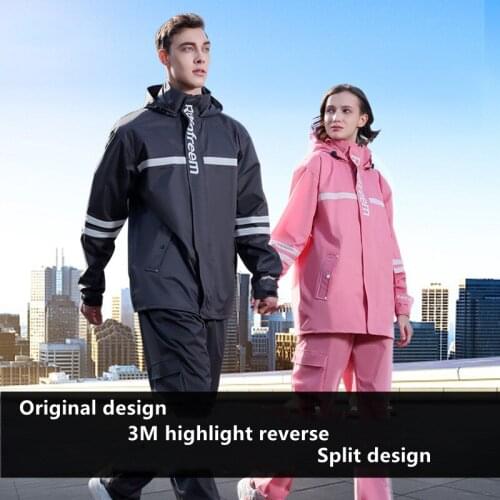 2021 New Adult Reflective Raincoat Outdoor Fashion Sports Mens And Womens Adult Raincoat Set Double Split Raincoat Rainpants