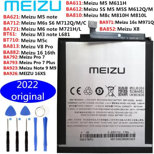 100% Original BT42C BT61 BA612 BU10 BU15 BT710 Battery For Meizu M2 M3 Note L681 5S M5S U10 U20 M5c Mobile Phone+Tracking Number