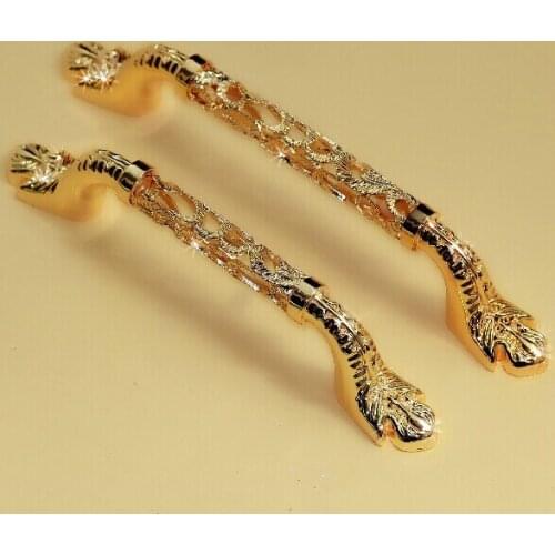 Hole space 128mm european high quality handles gold cut out zinc alloy drawer dresser wardrobe cupboard handles pulls knobs