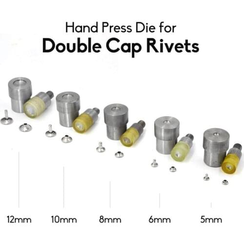 KALASO 1Set Double Cap Rivets Dies Mould Tool 5mm 6mm 7mm 8mm 9mm 10mm 12mm For Hand Press Tool Machine