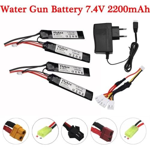 Tamiya plug 7.4v 2200mAh Split Connection for Water Gun Lipo Battery for Airsoft BB Air Pistol Electric Toys Gun Parts