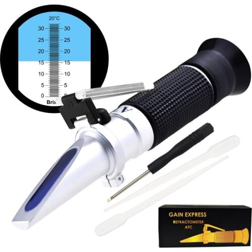 0-32% Brix Refractometer ATC High-Concentrated Sugar Solution Content Test Tool 0.2% Division, Brandy Beer Fruits Vegetables