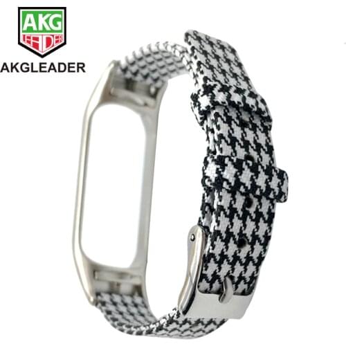 AKGLEADER Wrist Strap For Xiaomi Miband 3 Miband 4 Canvas Watch Bands Bracelet Correa Mi Band 4 3 cinturino Watchstrap