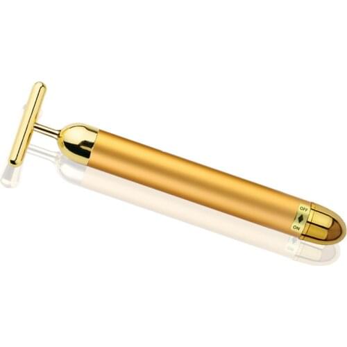 Facial Roller Massager Energy Beauty Bar Vibrating Face Lifting Bar 24k Golden T Shape Face Neck Massage Device Skin Care Tools