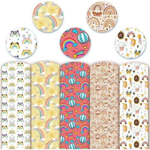 22X30CM Size Rainbow Serie Print Faux Leather Fabric, PU Synthetic Leather Fabric Sheets, Vinyl Fabric for Bows