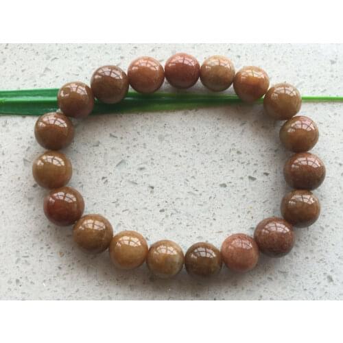 Certified Brown red natural A-grade jade Jadeite 10MM elastic bracelet