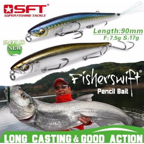 SFT Sinking Minnow Fishing Lure Wobbler Baits Hard Pencil Lures Sinking Artificial Sea Bass Fish Bait 70mm/90mm 7.5g/10g/17g