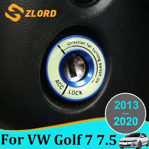 Luminous Car Ignition Key Ring Cover Trim Case For Volkswagen VW Golf 7 MK7 7.5 MK7.5 2013 - 2019 Interior Stickers