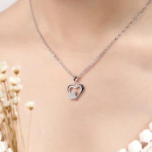 Trendy Best Friends Pendant Necklace Two Love Heart Necklace For Women Rhinestone Clavicle Chain BFF Friendship Jewelry