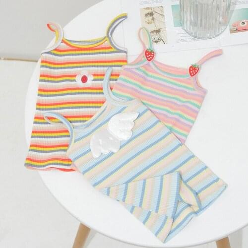 U-b t-shirts for girls 2021 Summer Knitted Camisole Child Tank Top Fruit Strip Sleeveless Undershirts clothes for teens 3-7 year
