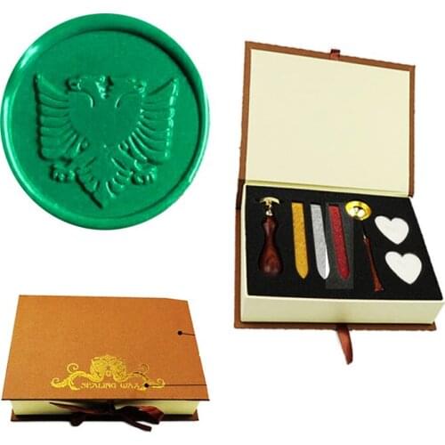 Vintage The double headed eagle Custom Picture Logo Wedding Invitation Wax Seal Sealing Stamp Rosewood Handle Set Kit