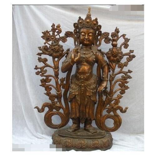 Xd 002945 36"Large Tibet Buddhism Bronze Lotus tara Kwan yin Bodhisattva Buddha statue