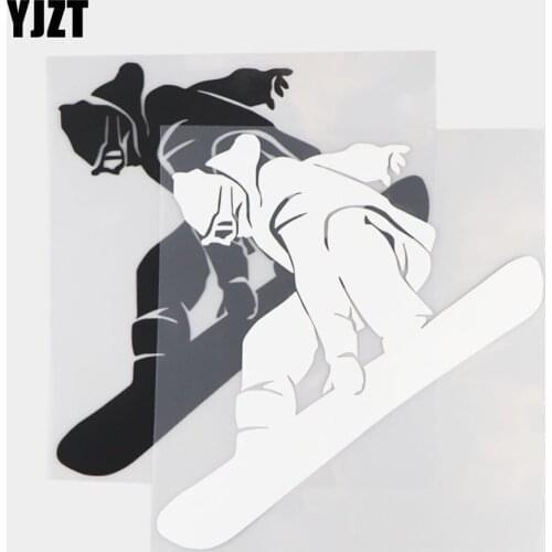 YJZT 16.2×18.0CM Ski Sprint Vinyl Sticker Car Sticker Body Door And Window Rear Glass Decorative Pattern Black/Silver 20A-0323