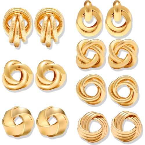 Womens Metal Hollow Drop Earrings Girls Punk Round Party Gift Geometric Hanging Jewelry Wholesale