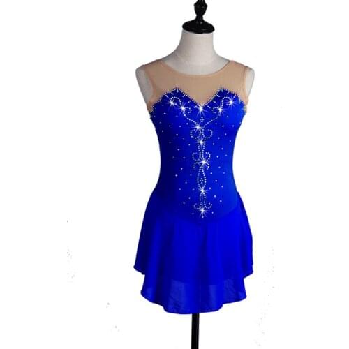 Figure Latin Dance Dress for Ladies Blue Competitive Classical Fashion Women Ballroom Girl Ice Skating Modern Costume H8015
