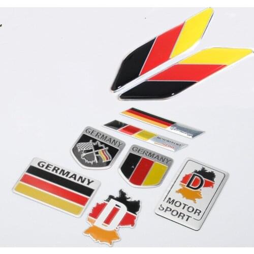 1 Pcs Aluminium Chrome Emblem Badge Body Decoration Sticker Front Grill Stickers Fit GERMANY Flag Square Badge Car Styling