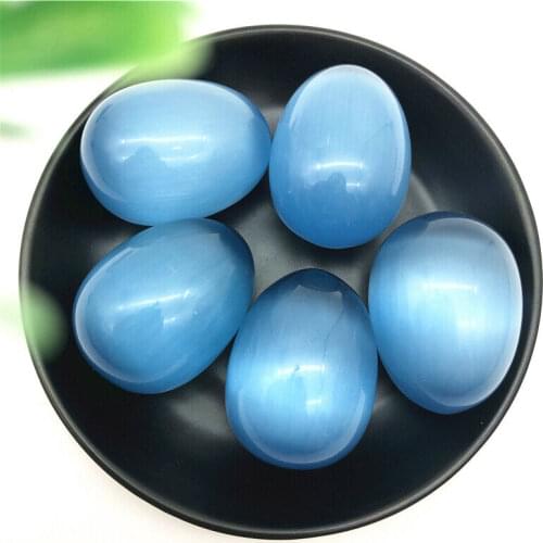 1PC Big Size Blue Cats Eye Stone Egg Shaped Specimen Gemstone Crystal Healing Reiki Natural Stones and Minerals