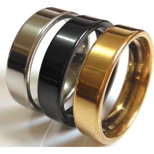 100pcs/lot Color Mix Band Rings 6mm Wide Mens Wedding Rings Never Fade SS316L Classic Jewelry Comfortable Wear GOLD SILVER BLACK