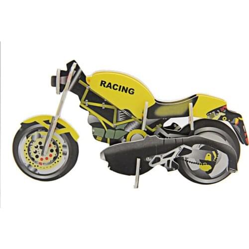 FEOOE Paper Diy 3d Stereo Puzzle Motorcycle Model Hand-crafted Puzzle Brain Childrens Assembly Toys Paper Puzzles for Kids WL