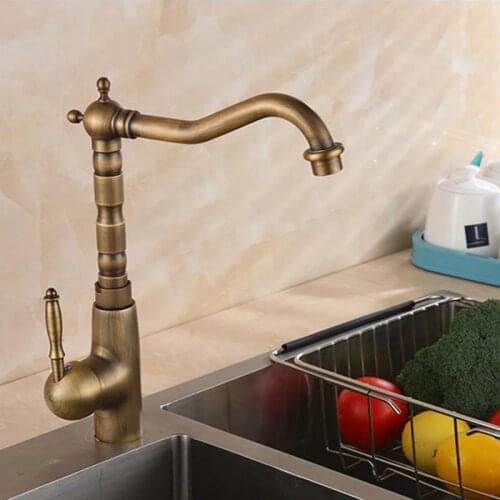 Vidric Antique Brass Kitchen Faucets 360 Swivel Copper Bathroom Basin Sink Mixer Tap Crane Hot &Cold Water Faucet Rotatable cran