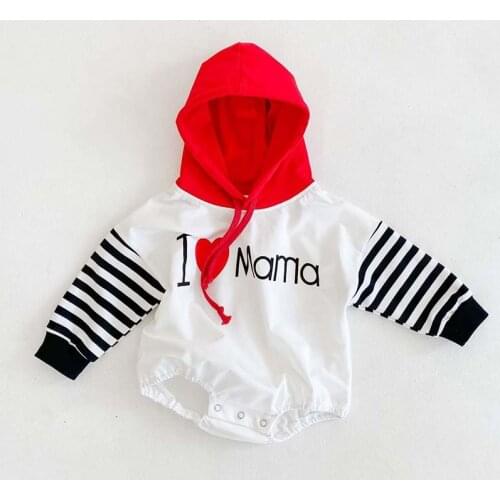 Baby Girl Cute Letter Printed Hooded Bodysuits Newborn Autumn Winter Long Sleeve Bodysuit Toddler Boys One-piece Jumpsuits
