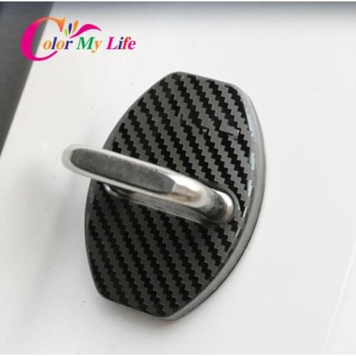Carbon Fiber Pattern Door Lock Cover for Volkswagen VW Touran T5 MK6 Passat B5 B6 B7 Golf 4 5 6 7 Polo Tiguan for Skoda