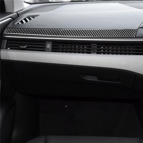 Carbon Fiber Co-pilot Dashboard Decorative Cover Trim Sticker for Audi A4 B9 2017-2019 Car Accessories Interior Decoration