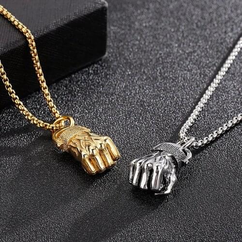 European and American hipster rock hip-hop sports fist titanium steel mens pendant