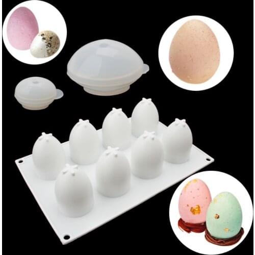 3D Easter Egg Baking Mold Silicone Mousse Cake Epoxy Resin Casting Pendant Molds A0KD