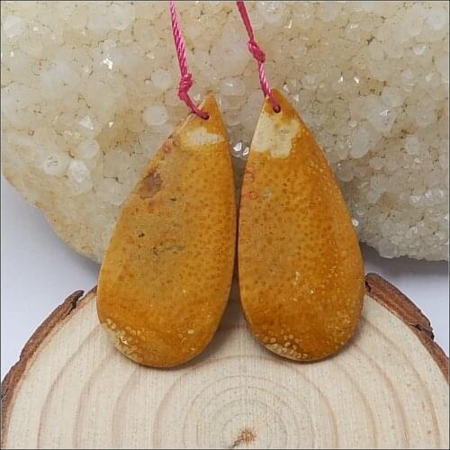 Wholesale 1Pairs Coconut Jasper Teardrop Earring Bead 40x19x4mm 8.6g Fashion Jewelry Women Earrings Accessories