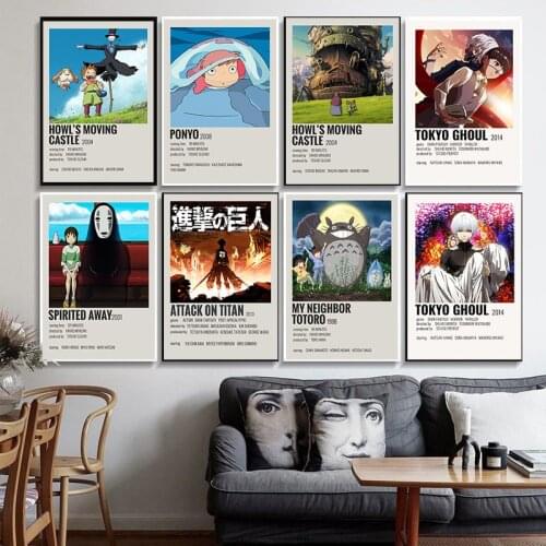 Classic Anime Miyazaki Hayao Tokyo Ghoul Attack on Titan My Hero Academia Home Decor Poster Bedroom Kids Decorative