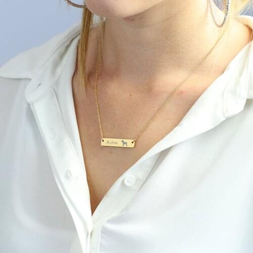 Code Engraving Personalized Square Bar Custom Name Necklace Stainless Steel Pendant Necklace Gold For Women Men Custom Gift