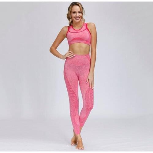 Newest 2PCS Seamless Sports Suits Womens Yoga Sets Female High Waist GYM Fitness Pants Sportswear Workout Bra+Leggings clothing