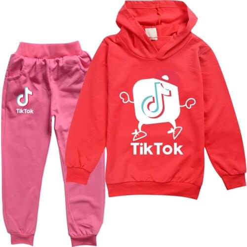 TIK TOK Children clothing Hoodies sets boys clothes Hoodies cartoon suits toddler girls top+pant 2Pcs set sports suit baby