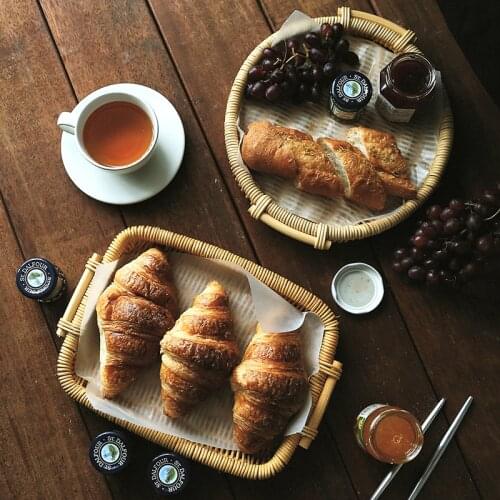 Rattan Storage Basket Portable Fruit Bread Picnic Handmade Container Backery Kitchen Organizer Tools Home Decoration Accessories