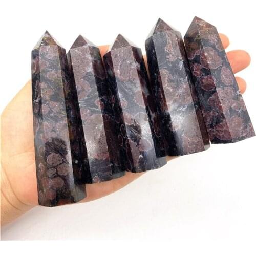 Beautiful 1PC Natural Quartz Astrophyllite and Garnet Point Towers Crystals Healing Stones for Feng Shui Natural Quartz Crystals
