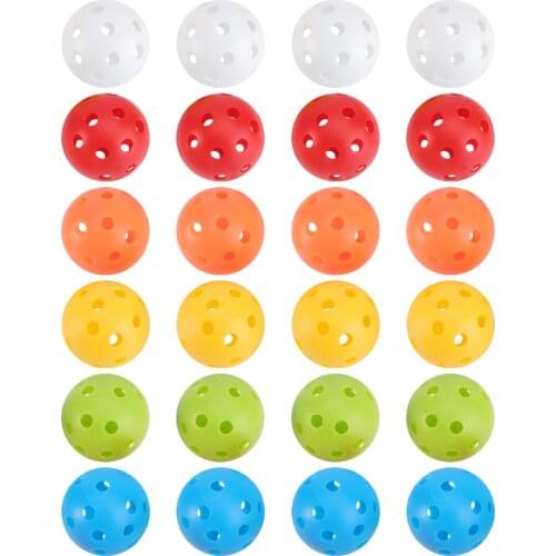 24pcs/lot Indoor Golf Ball Perforated Play Balls Hollow Have Hole Golf Practice Training Sports Balls Golf Accessories Colorful