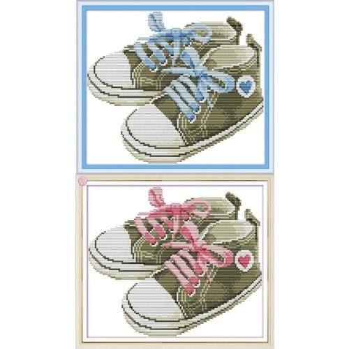New Arrival Joy Sunday Cross Stitch Kits Baby Shoes DIY Needlework Sets 11CT 14CT DMS Cross Stitch Pattern Embroidery Needlework