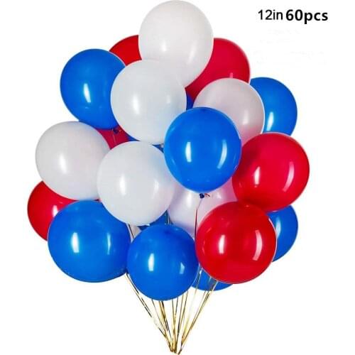 Novelty Place Patriotic Decoration Balloons 60pcs Red&White&Blue Latex Balloons for 4th of July Events National Day Party Decor
