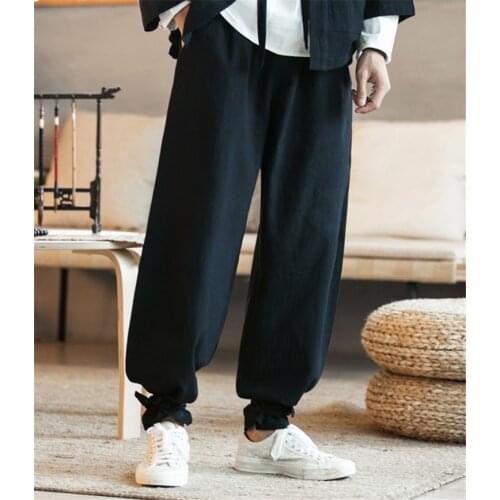 2020 Autunm Plus size cotton line pants,Spring large size trousers hip hop Jogger Pants 5xl 6xl 7xl wide leg pants black khaki