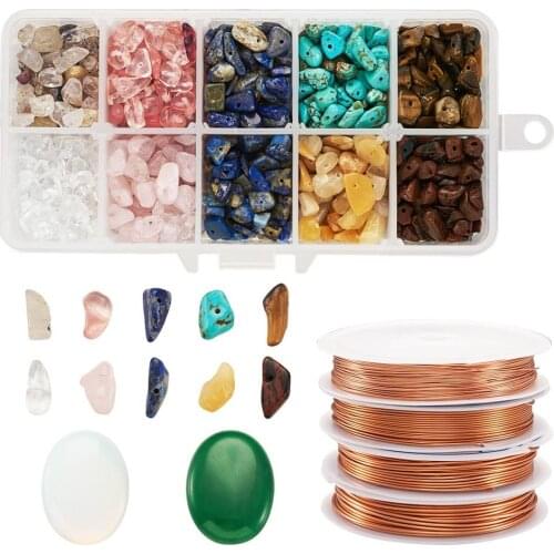 Pandahall DIY Jewelry Makings, with Natural stone Beads, Copper Jewelry Wire, 40x30x7.5~8mm
