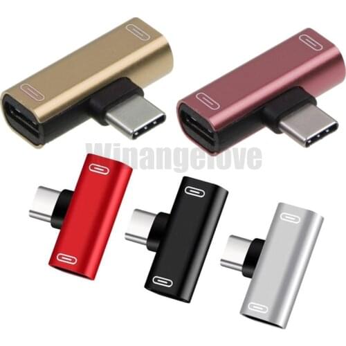 100pcs/lot Headphpones Jack Adapter Dual Type C USB C Earphone Audio Charger Splitter Adapter For Xiaomi 8SE 6X Huawei P30 Pro