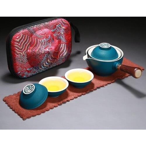 Portable Teaware Office Chinese Ceramic Teapot Set Travel Tea set Porcelain Teacups Teaware with Serving Tray Tea Infuser Gifts
