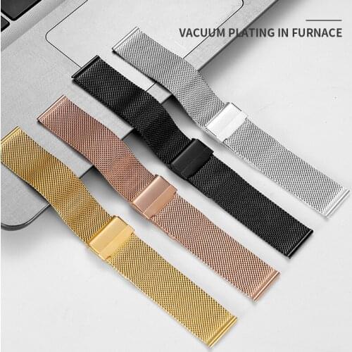 12mm 14mm 16mm 18mm 20mm 22mm Milanes Strap For Samsung Galaxy Watch Active2 Huawei Watch GT 2 42/46mm DW Stainless Steel Strap