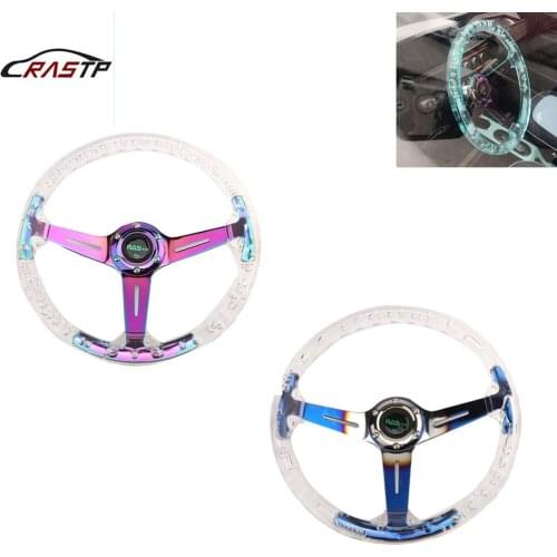 RS-Sports Steering Wheel 13inch 340mm Transparent Racing Steering Wheel Acrylic Ordinary Racing Steering Wheel RS-STW029