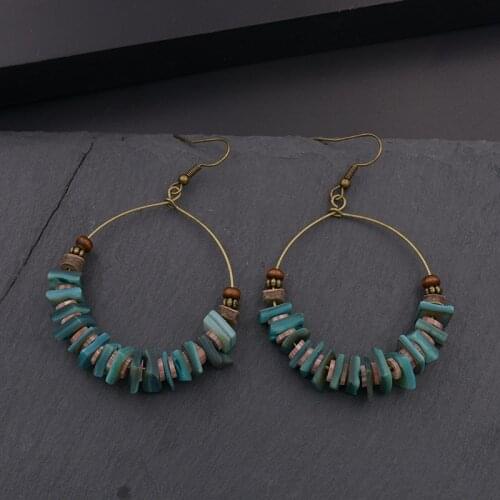 WELLMORE handmade bohemia stone earrings retro beads drop earrings for women fashion Jewelry gifts wholesale Dropshipping