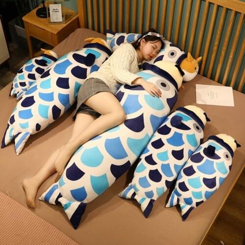 Cute Plush Toy Pillow Kawaii Soft Fish Cat Pillow Stuffed Soft Sleep Pillow Home Bed Decoration Holiday Gift