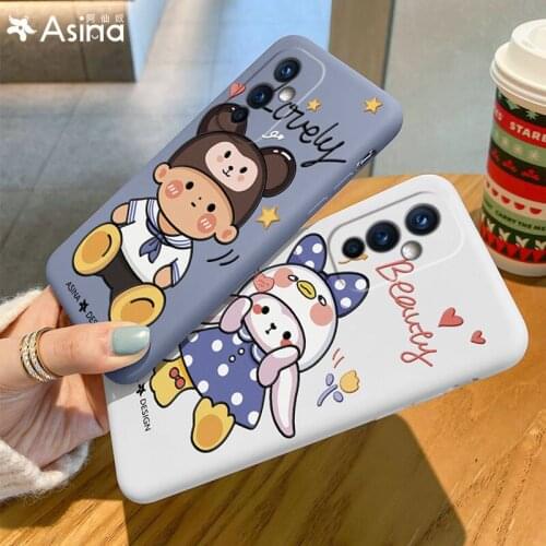 ASINA Cute Cartoon Case For Oneplus 9 8t Nord 8 Pro Liquid Silicone Couple Cases For Oneplus 7 7T Pro Nord Cover Funda Anime